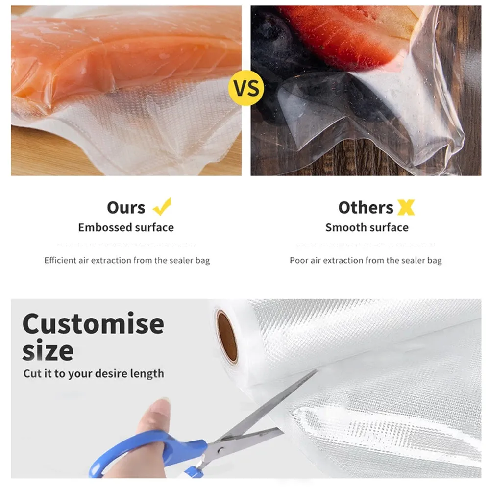 1 Roll VACUUM FOOD SEALER BAGS SAVER SEAL ROLLS STORAGE COMMERCIAL HEAT GRADE 20CMX6M