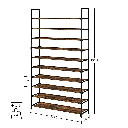 10-Tier Shoe Rack, Storage Storage Organizer, Holds up to 50 Pairs, Metal Frame