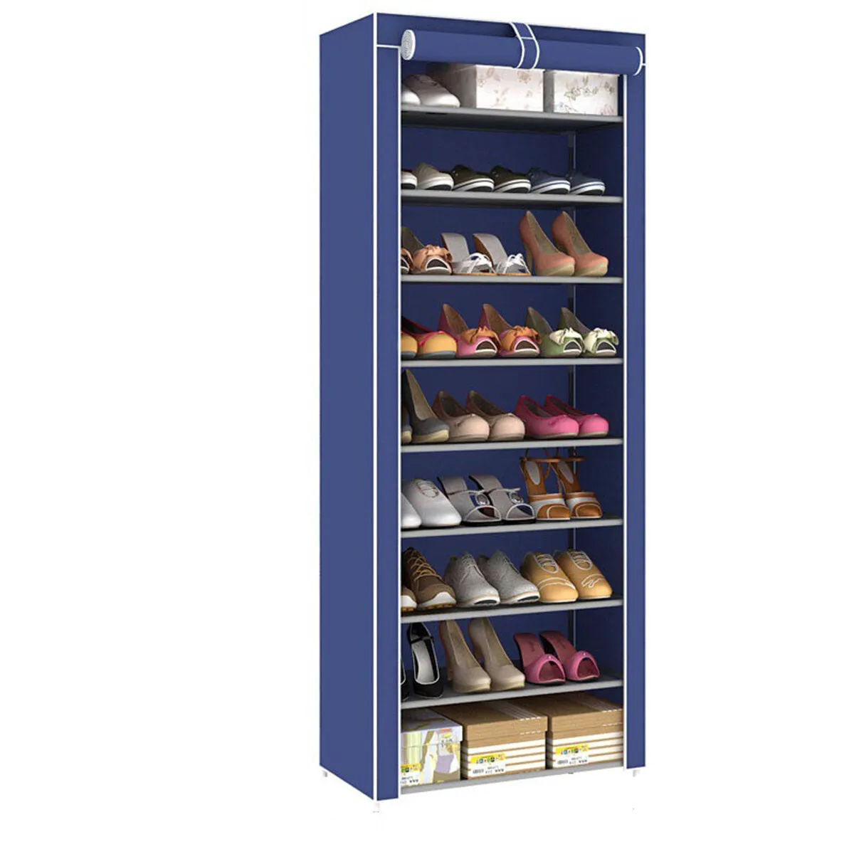 10 Tiers 9 Lattices Shoe Rack Shelf Storage Closet Organizer Cabinet With Dust Cover