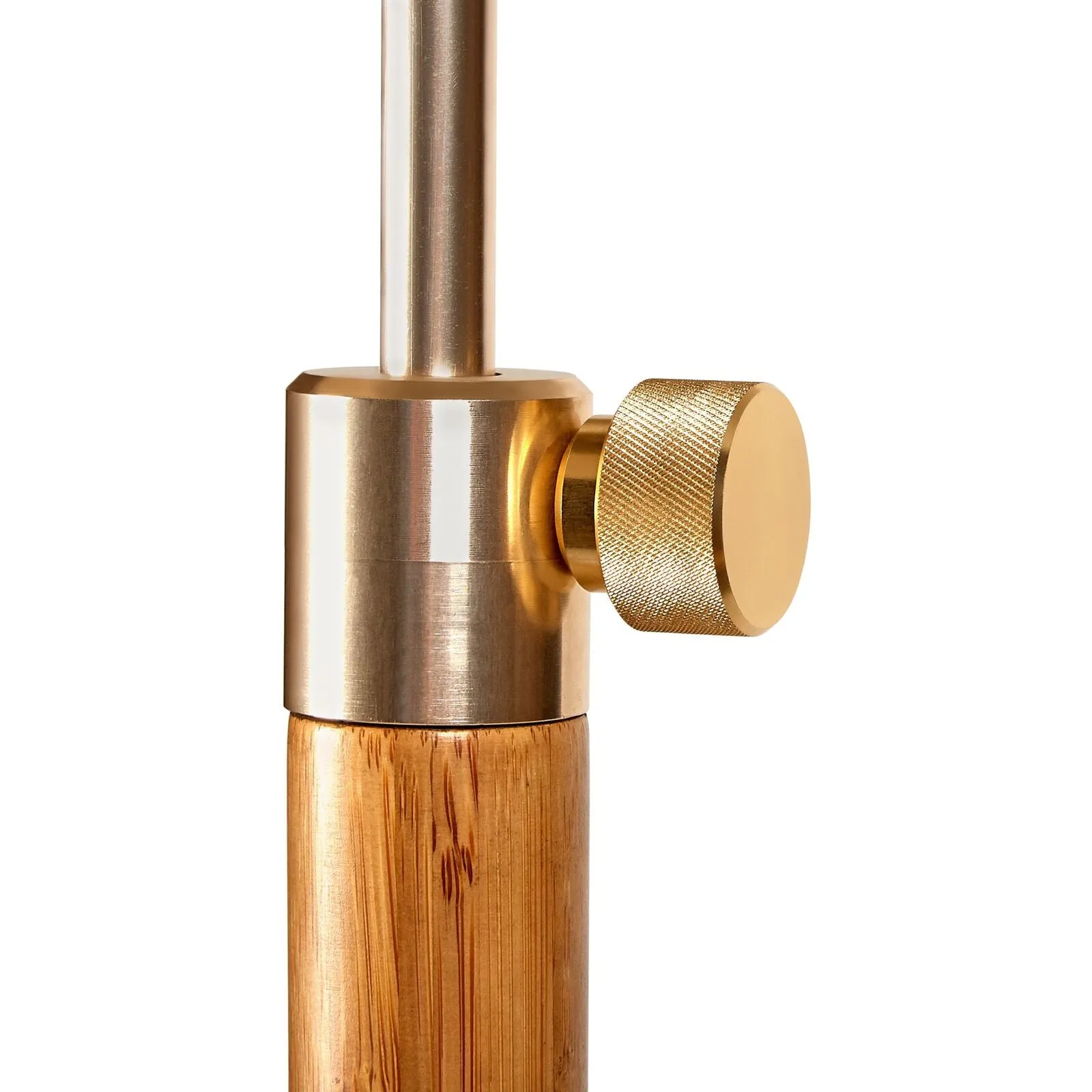 165cm Extendable Bamboo Tripod Floor Lamp | Linen Shade with Shelving