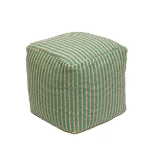 16" Hand Woven Pouf Ottoman, Sea Mist