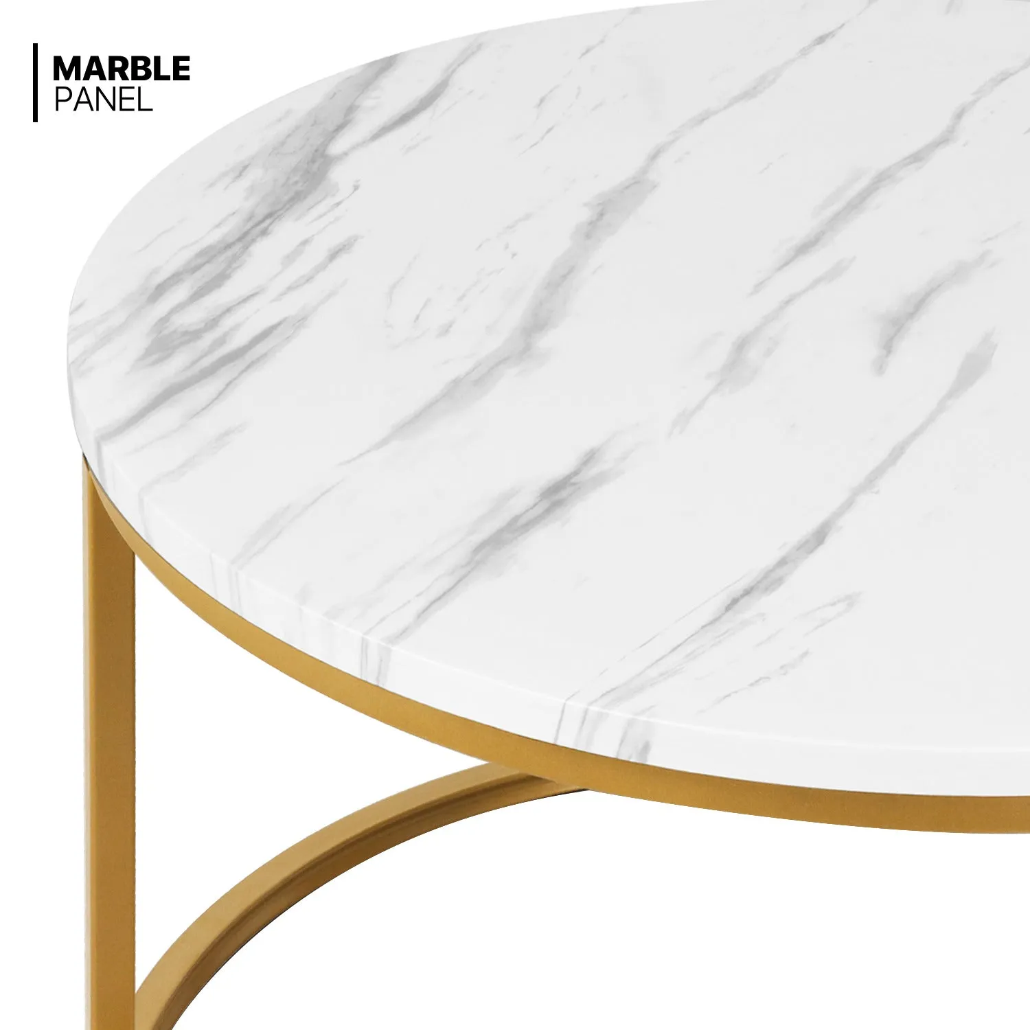 2-Piece Nesting Round Coffee Tables - Marbling Tabletop