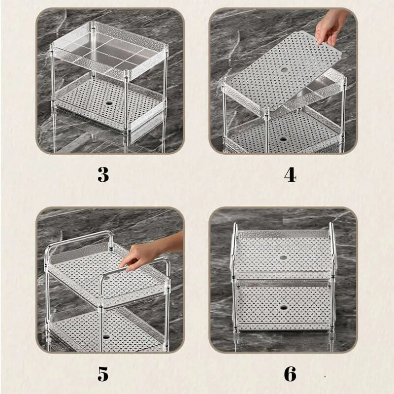 2-Tier Transparent White Cup Drain Rack