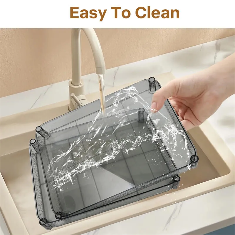 2-Tier Transparent White Cup Drain Rack