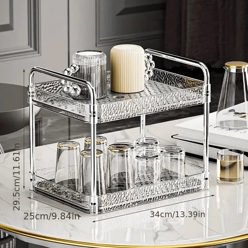 2-Tier Transparent White Cup Drain Rack