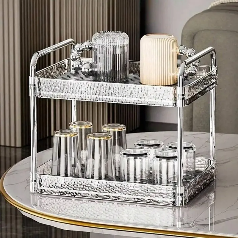2-Tier Transparent White Cup Drain Rack