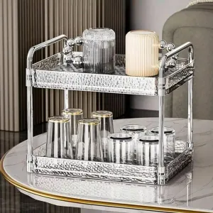 2-Tier Transparent White Cup Drain Rack