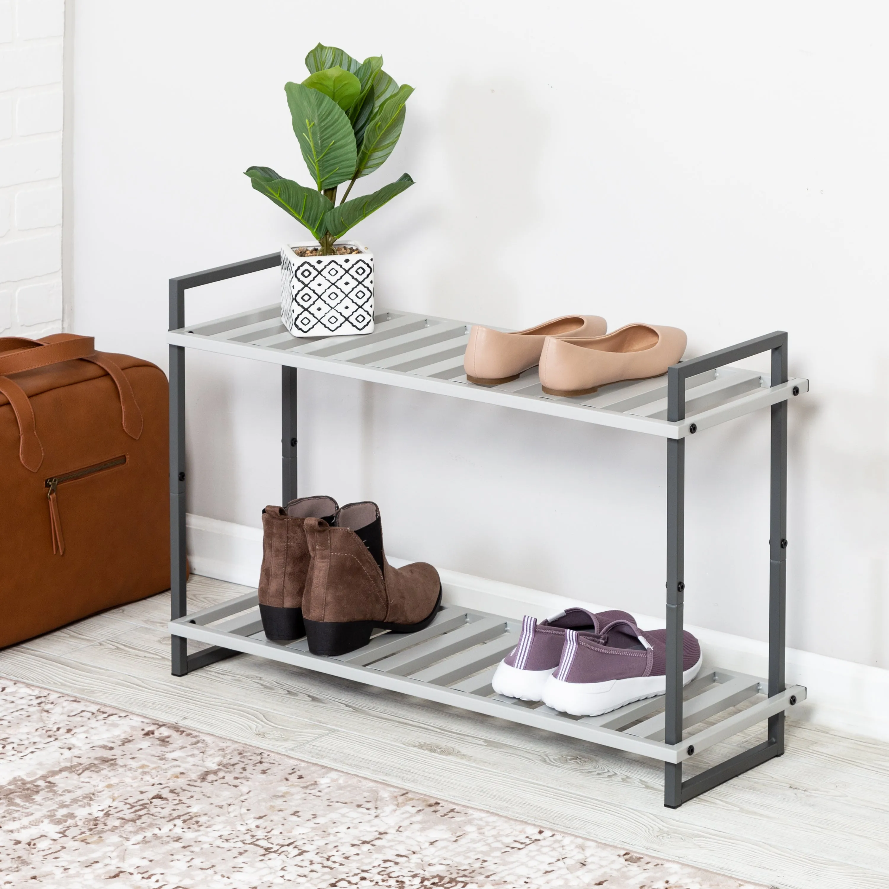 2-Tier Tubular Metal Shoe Rack