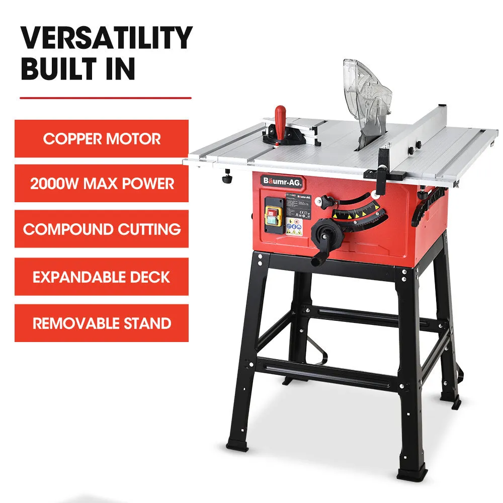 2000W 254mm Corded Table Saw with Stand | Extendable | Laser Guide