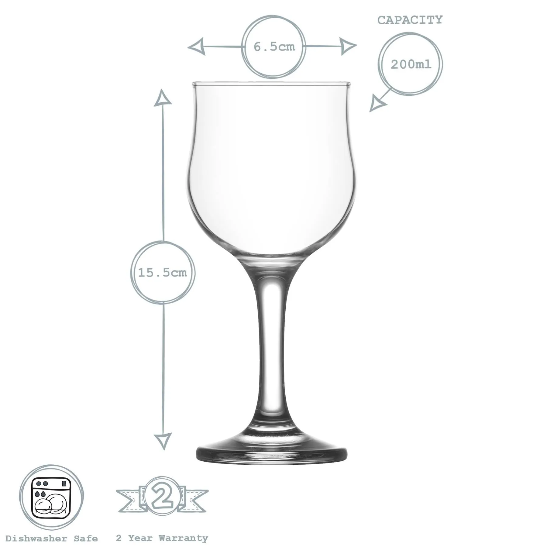 200ml Nevakar Wine Glasses - Pack of Six - By LAV