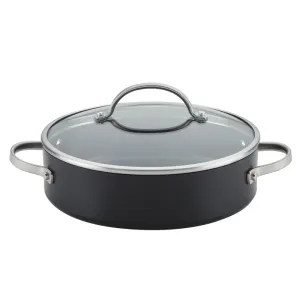 22 X 22 X 10Cm Nonstick Aluminum Fry Pan With Tempered Glass Lid