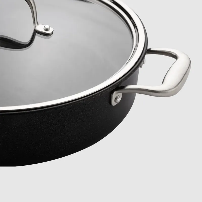 22 X 22 X 10Cm Nonstick Aluminum Fry Pan With Tempered Glass Lid
