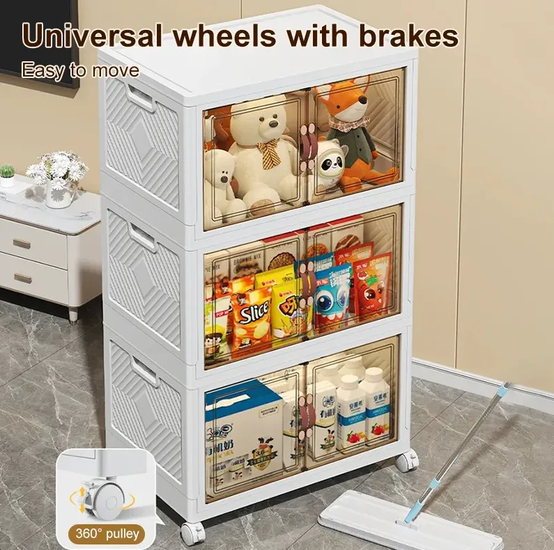 3-Layer Multi-Fuctional Stackable Cabinet Storage Box With Wheels E18-11-1