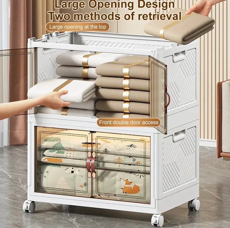 3-Layer Multi-Fuctional Stackable Cabinet Storage Box With Wheels E18-11-1