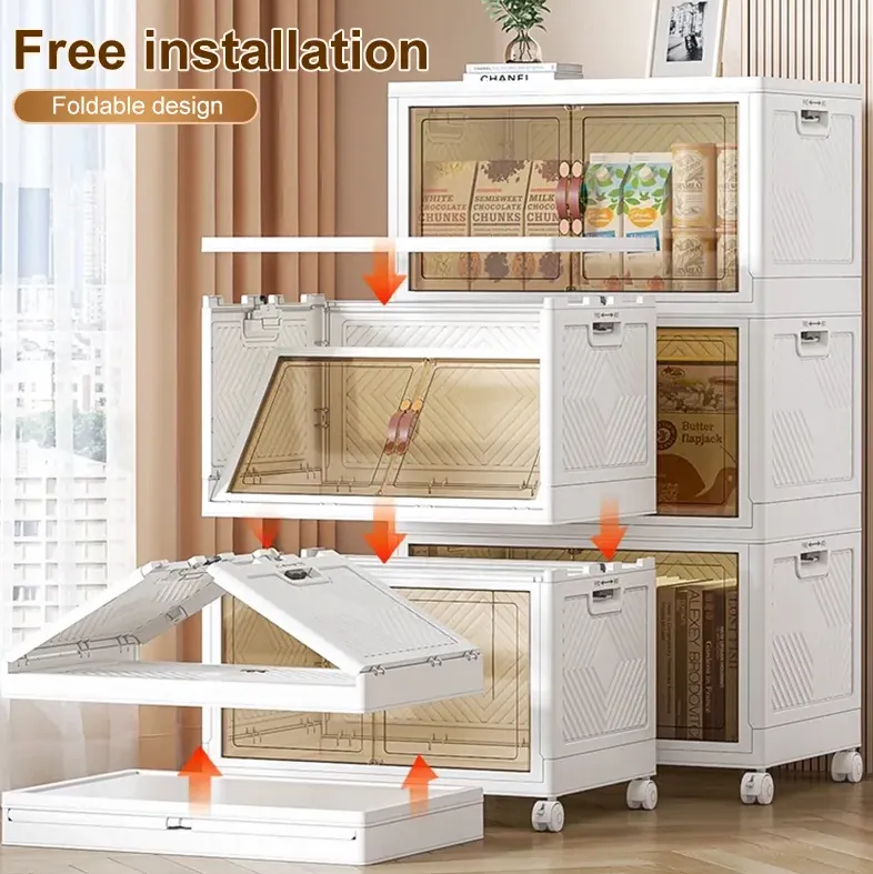 3-Layer Multi-Fuctional Stackable Cabinet Storage Box With Wheels E18-11-1