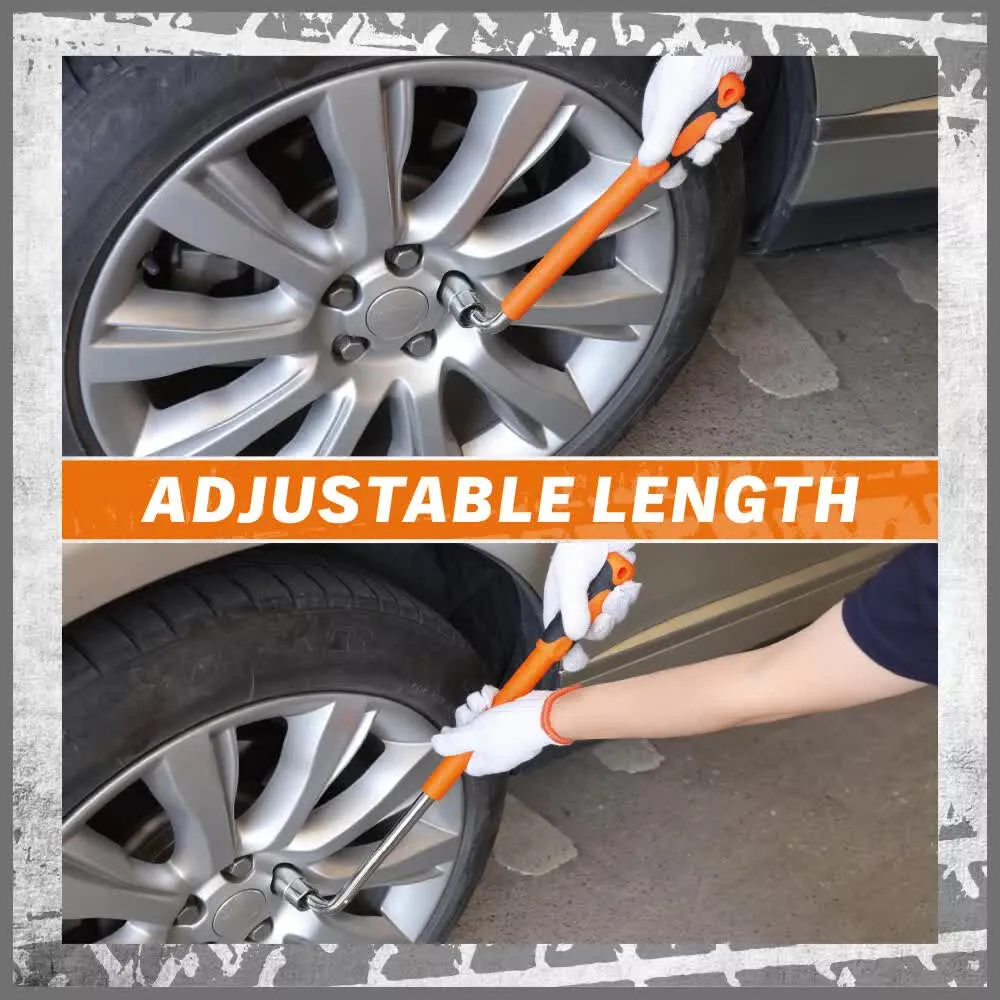 3-Piece Telescoping Lug Wrench | 17/19mm & 21/23mm Extendable Tire Wrench