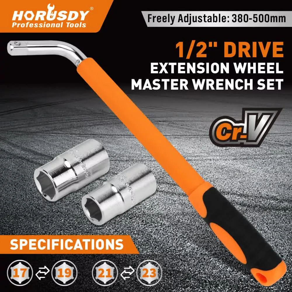 3-Piece Telescoping Lug Wrench | 17/19mm & 21/23mm Extendable Tire Wrench
