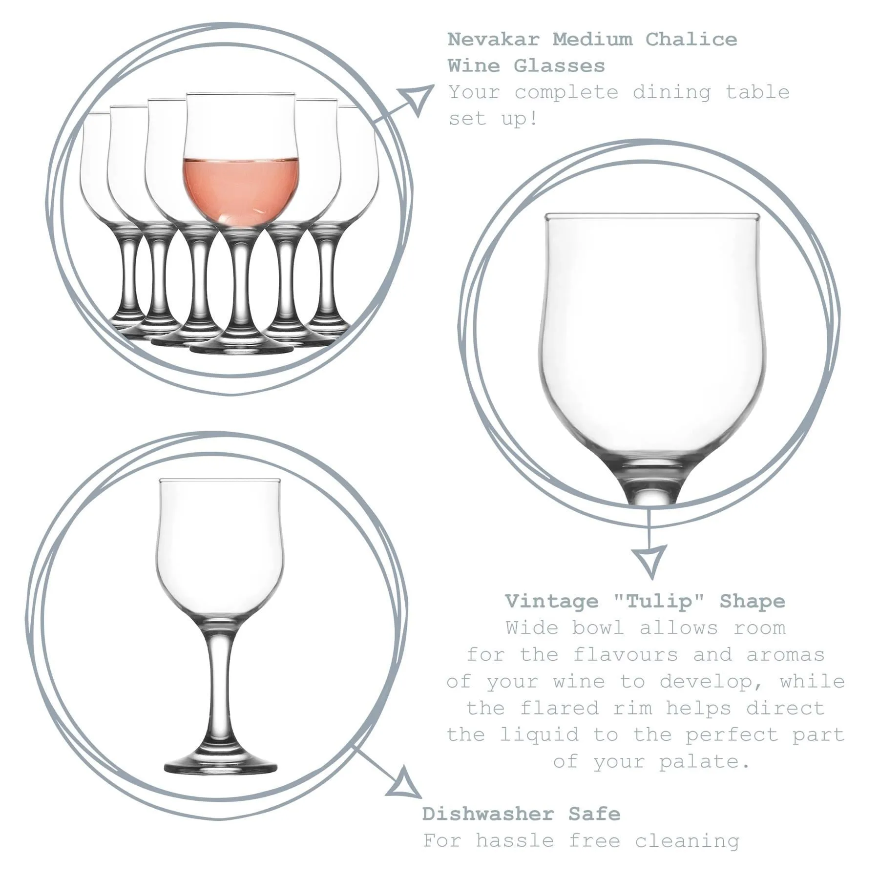 320ml Nevakar Wine Glasses - Pack of Six - By LAV
