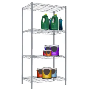 4 Tier Steel Wire Shelf, Grey
