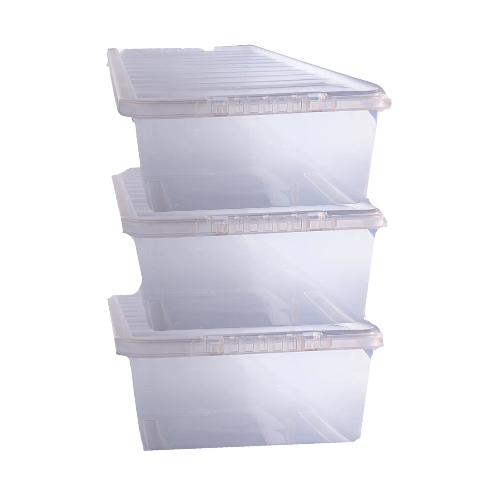 43 Litre Clear Plastic Rectangular Storage Box 3 Pack