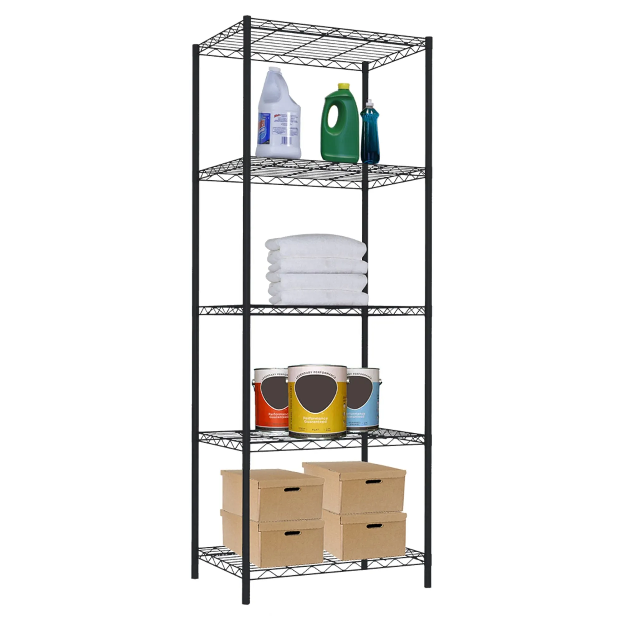 5 Tier Steel Wire Shelf, Black
