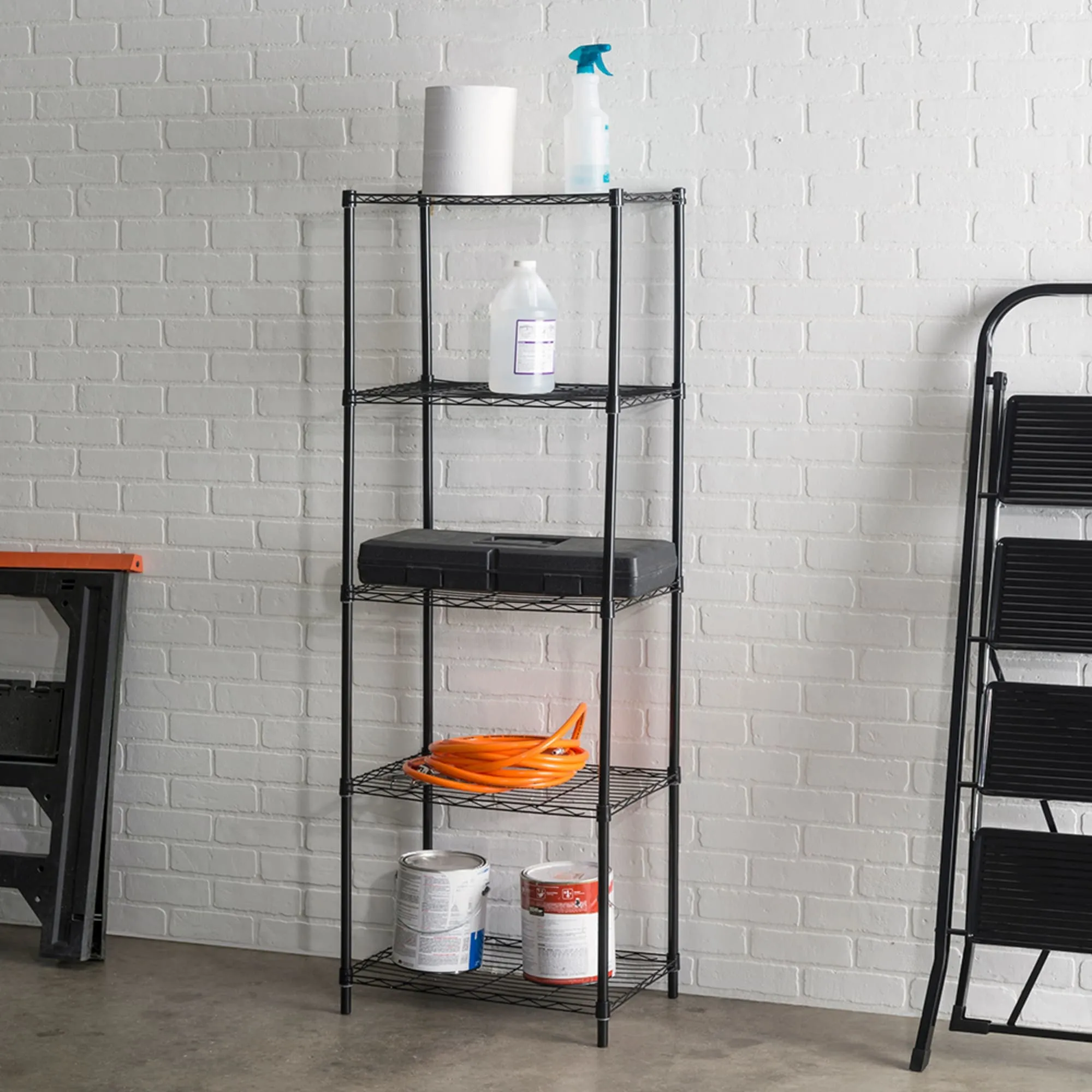 5 Tier Steel Wire Shelf, Black