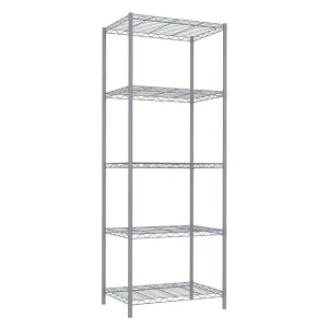 5 Tier Steel Wire Shelf, Grey
