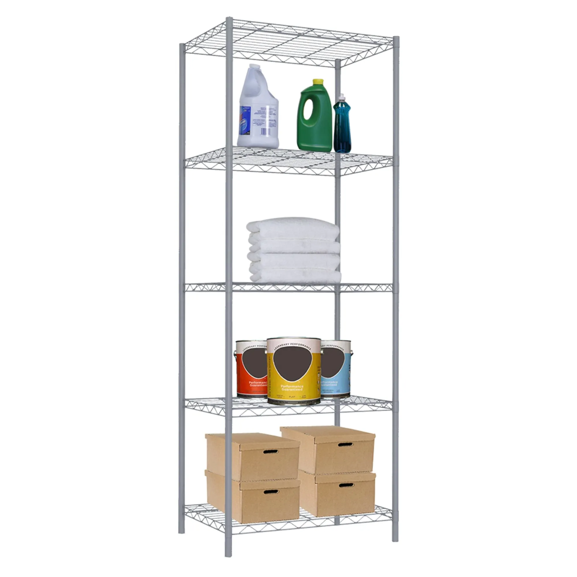 5 Tier Steel Wire Shelf, Grey