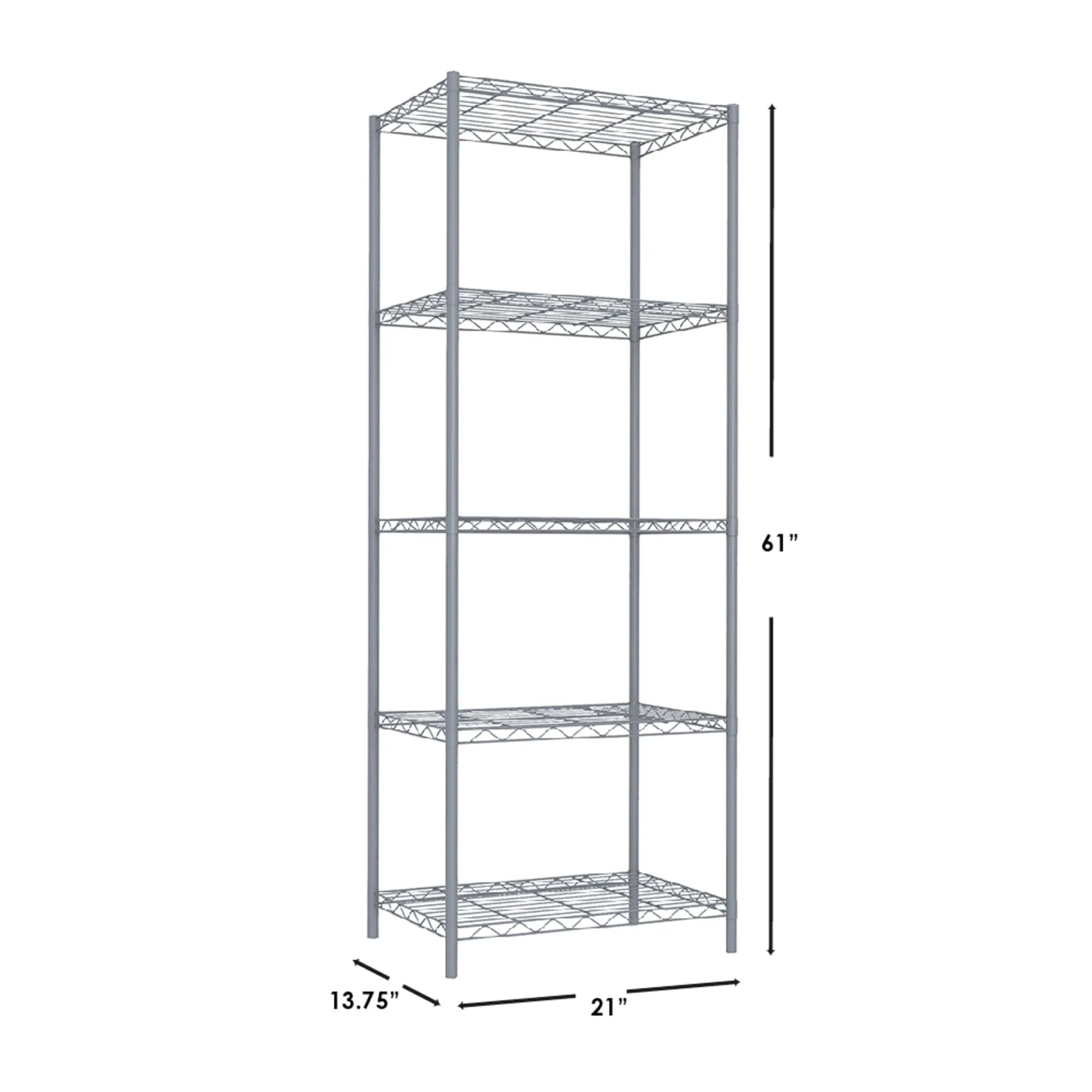 5 Tier Steel Wire Shelf, Grey