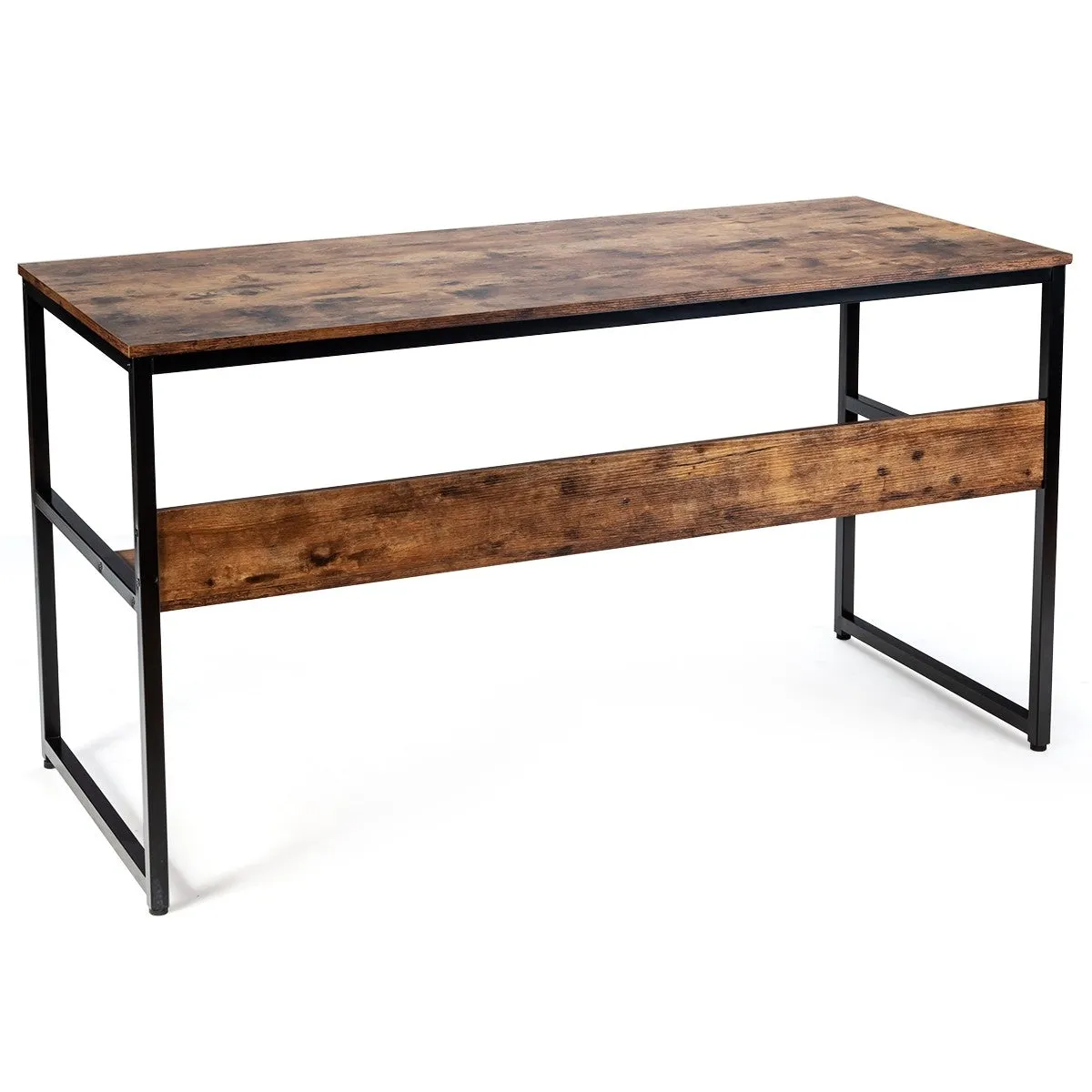 55" Computer Writing Desk with Storage Shelf - Walnut