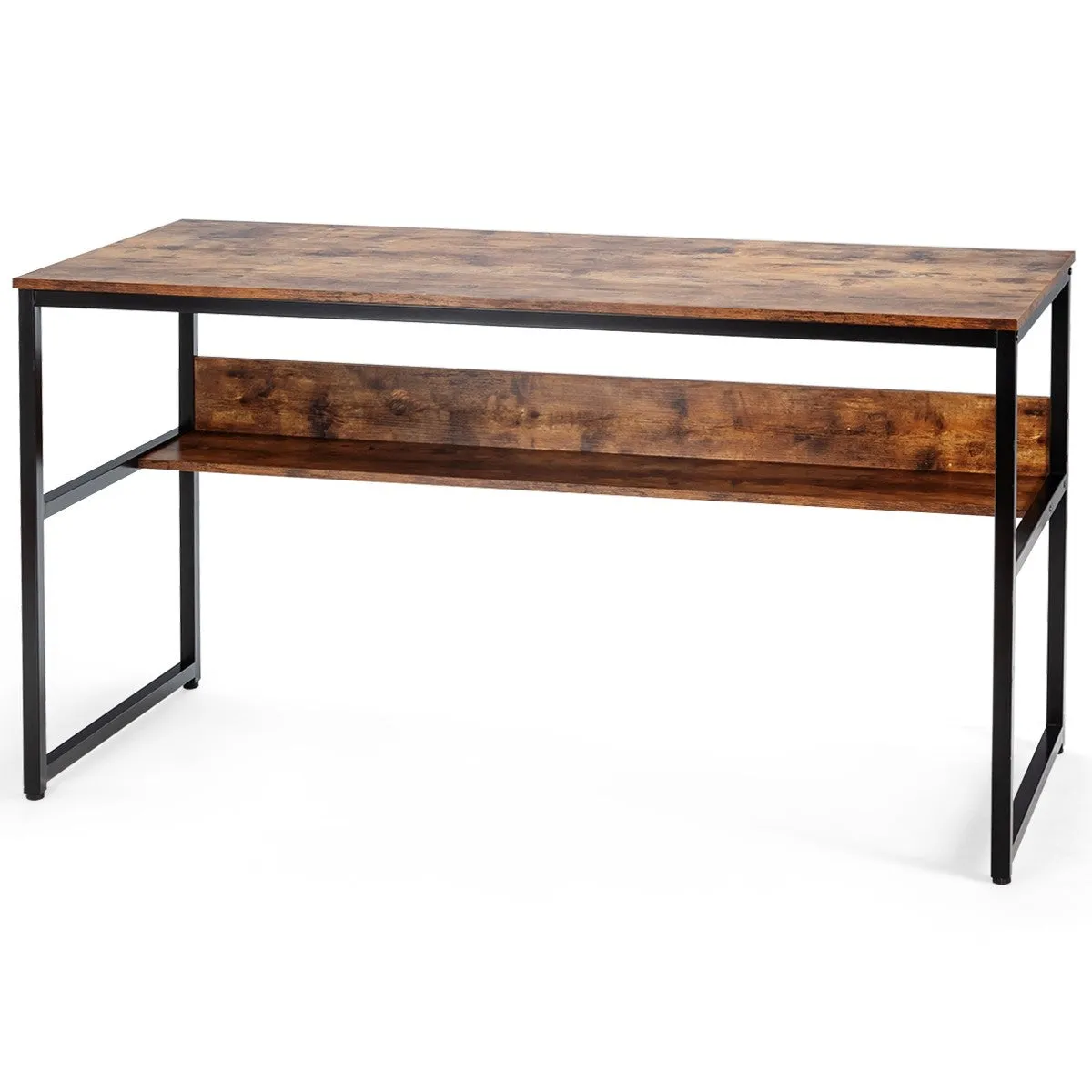 55" Computer Writing Desk with Storage Shelf - Walnut