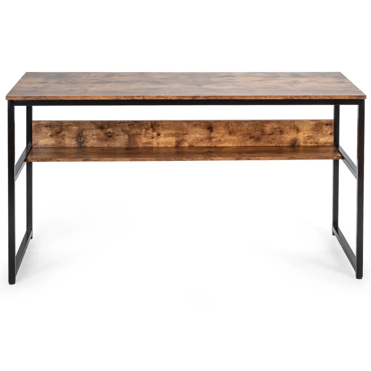 55" Computer Writing Desk with Storage Shelf - Walnut