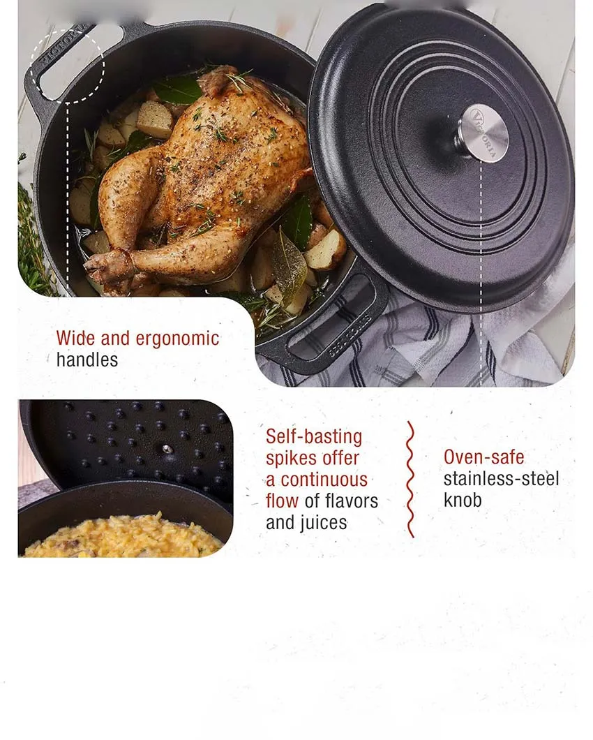6-Quart Cast Iron Dutch Seasoned Oven Pan | Safe For All Cooktops | 11 x 13 x 7 inches
