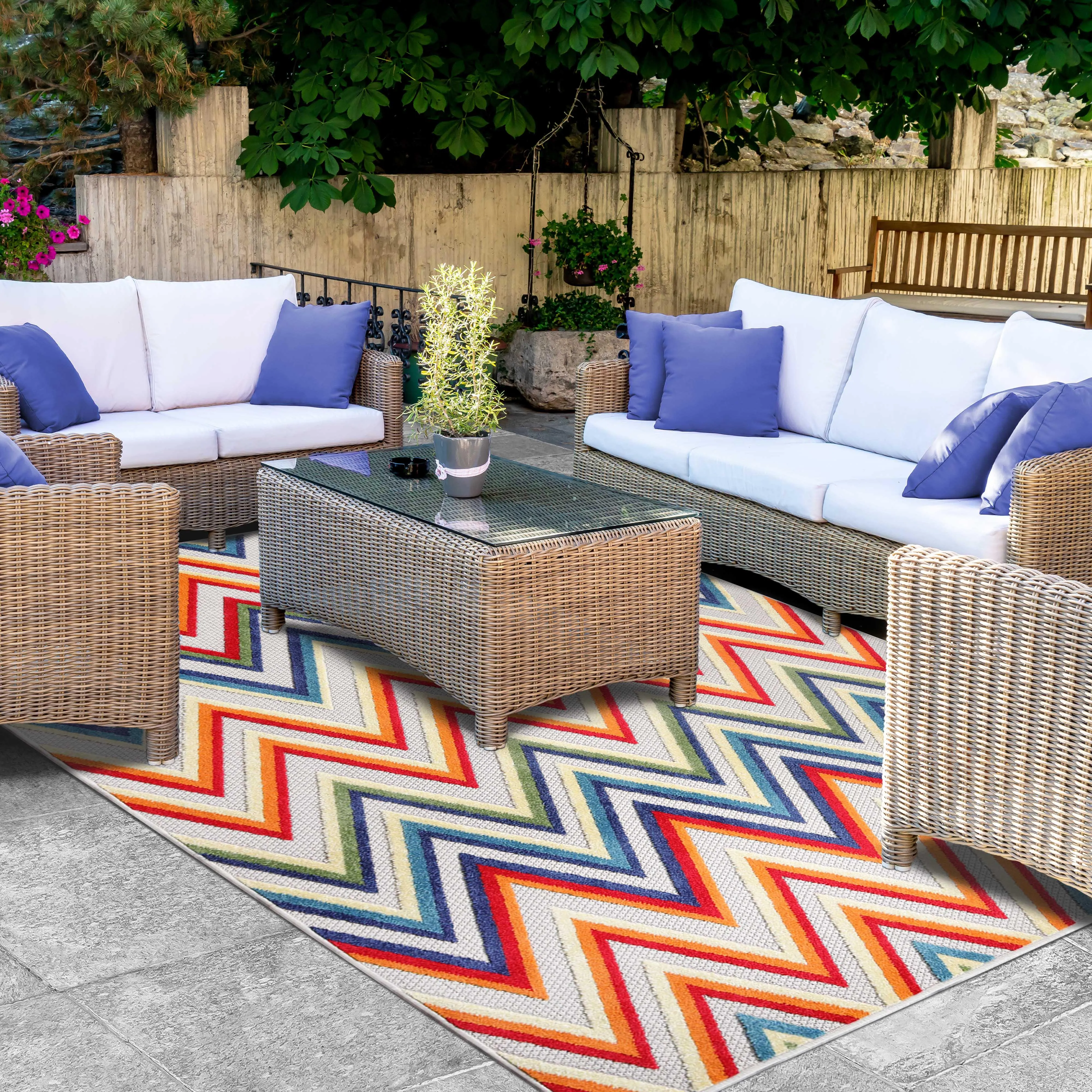Acacia Geometric Zigzag Area Rug Modern Indoor Outdoor Rugs