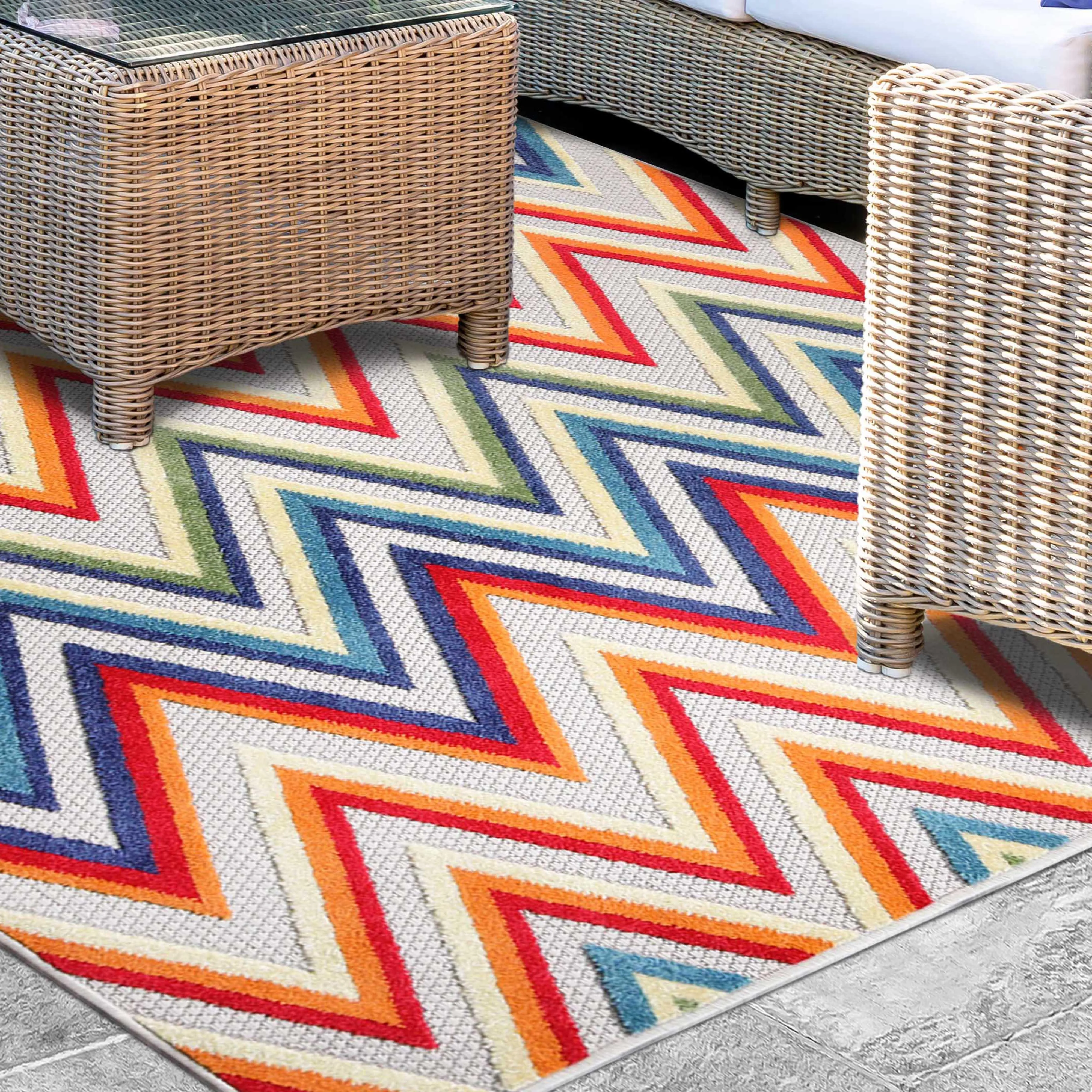 Acacia Geometric Zigzag Area Rug Modern Indoor Outdoor Rugs