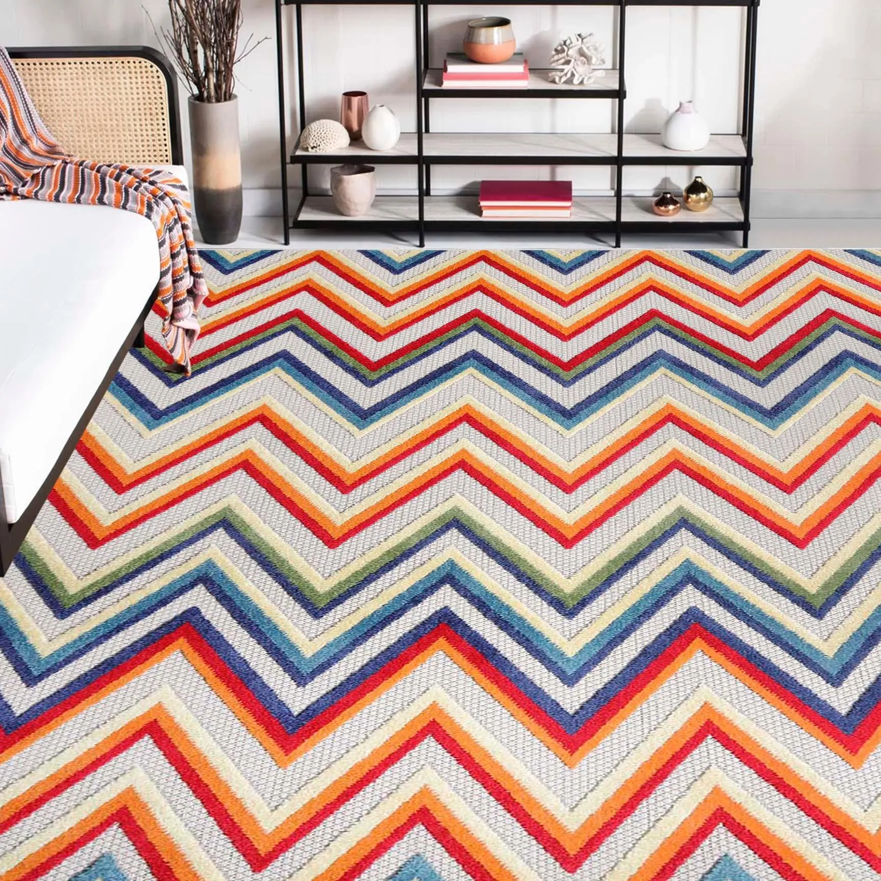 Acacia Geometric Zigzag Area Rug Modern Indoor Outdoor Rugs