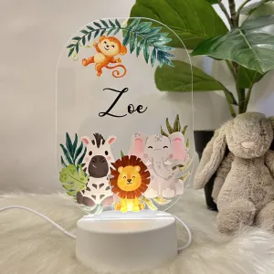 Acrylic LED Night Lamp- Woodland Animals (Oval)