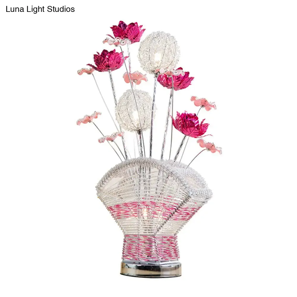 Albaldah - Aluminum Table Lamp with Rose and Dandelion Decor