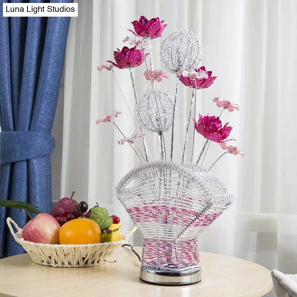Albaldah - Aluminum Table Lamp with Rose and Dandelion Decor