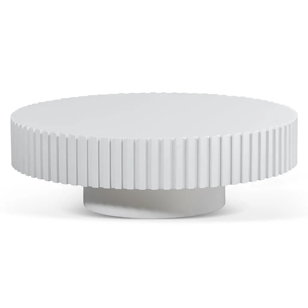 Alfaro Oak Round Coffee Table - White