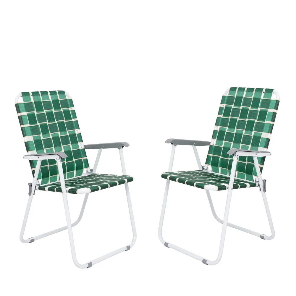 ALICIAN 2pcs Beach Chair Steel Tube Bearing 120kg Folding Beach Chair Dark Green Stripes