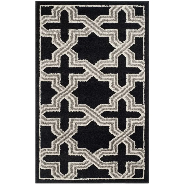 Amherst 2' 6" x 4' Indoor/Outdoor Woven Area Rug - Anthracite/Gray