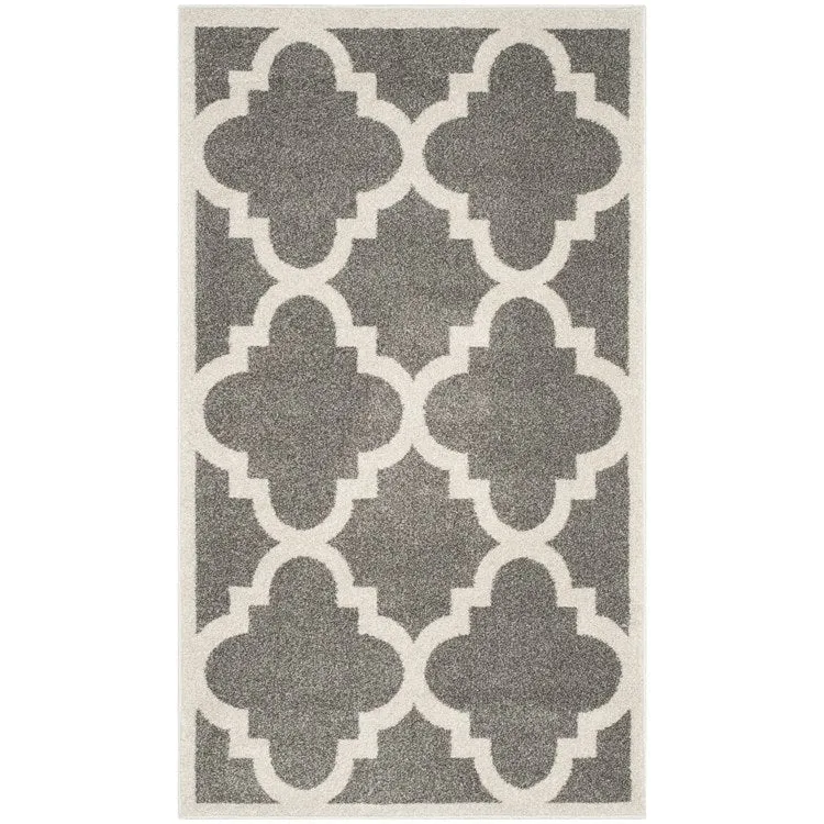 Amherst 3' x 5' Indoor/Outdoor Woven Area Rug - Dark Gray/Beige