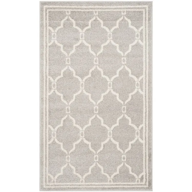 Amherst 3' x 5' Indoor/Outdoor Woven Area Rug - Light Gray/Ivory