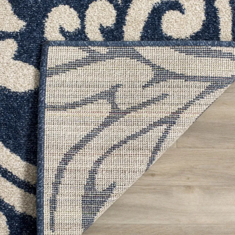 Amherst 4' x 6' Indoor/Outdoor Woven Area Rug - Navy/Ivory