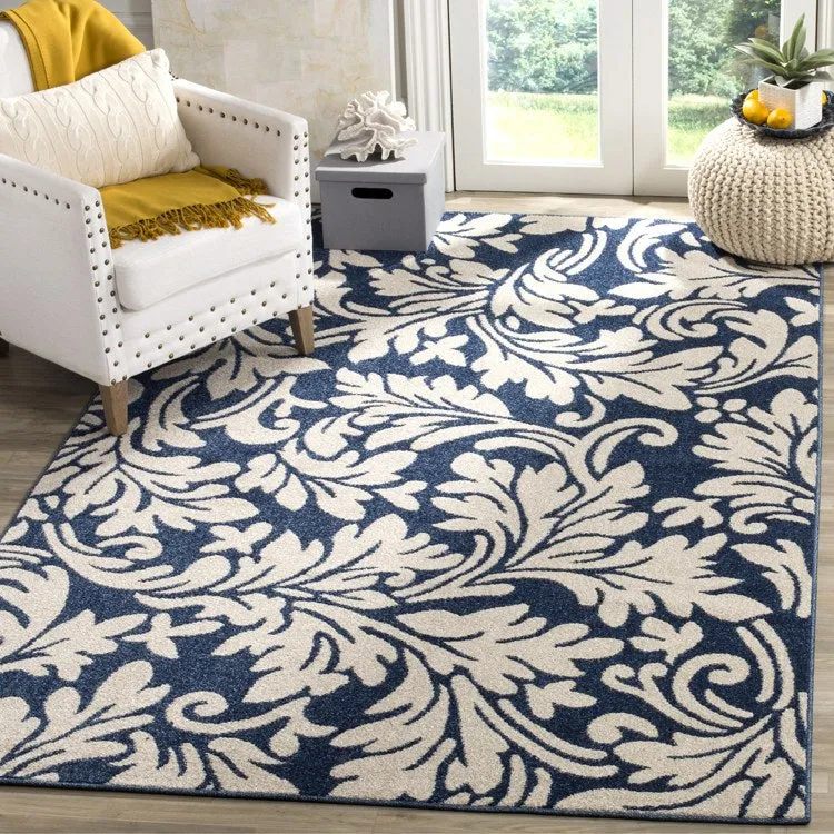 Amherst 4' x 6' Indoor/Outdoor Woven Area Rug - Navy/Ivory