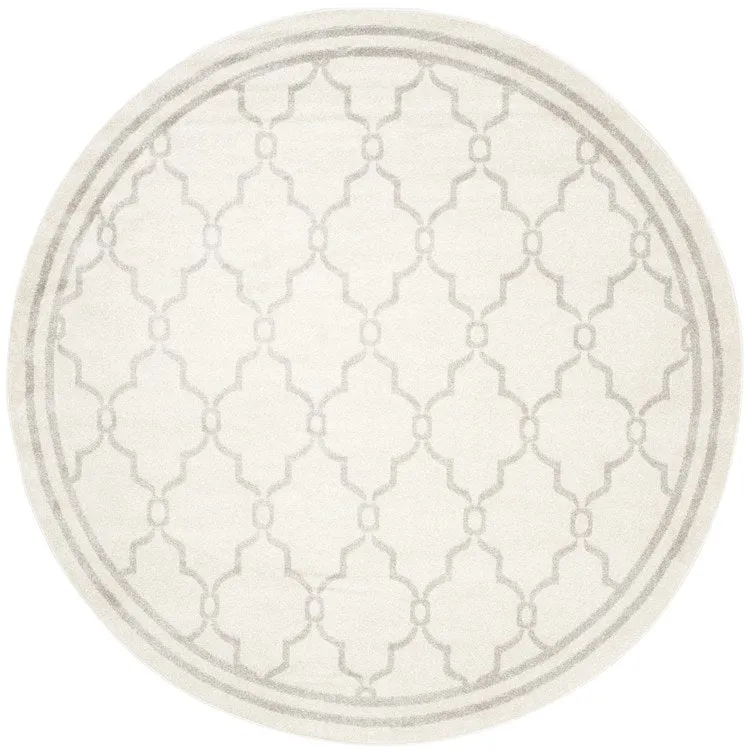 Amherst 5' x 5' Round Indoor/Outdoor Woven Area Rug - Ivory/Light Gray