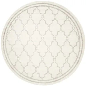 Amherst 5' x 5' Round Indoor/Outdoor Woven Area Rug - Ivory/Light Gray
