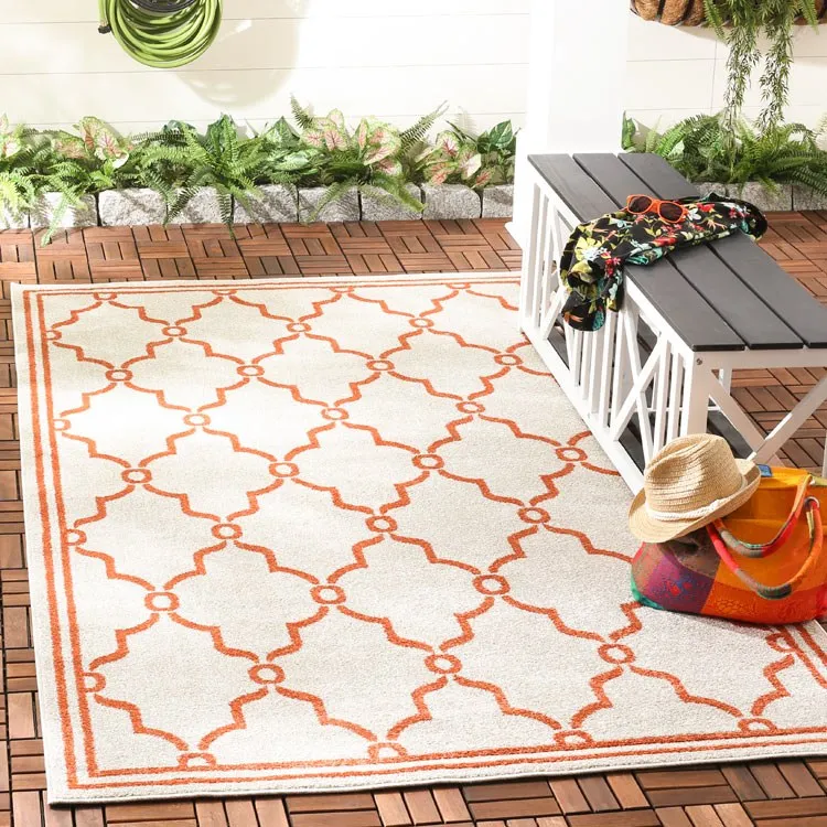 Amherst 5' x 8' Indoor/Outdoor Woven Area Rug - Beige/Orange