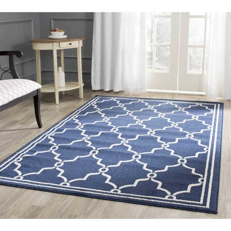 Amherst 6' x 9' Indoor/Outdoor Woven Area Rug - Navy/Beige